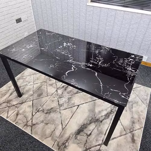 KOSY KOALA Modern Black Glossy Glass Dining Table for 4 Seats, W/D/H: 120 x 70 x 75 cm – 1
