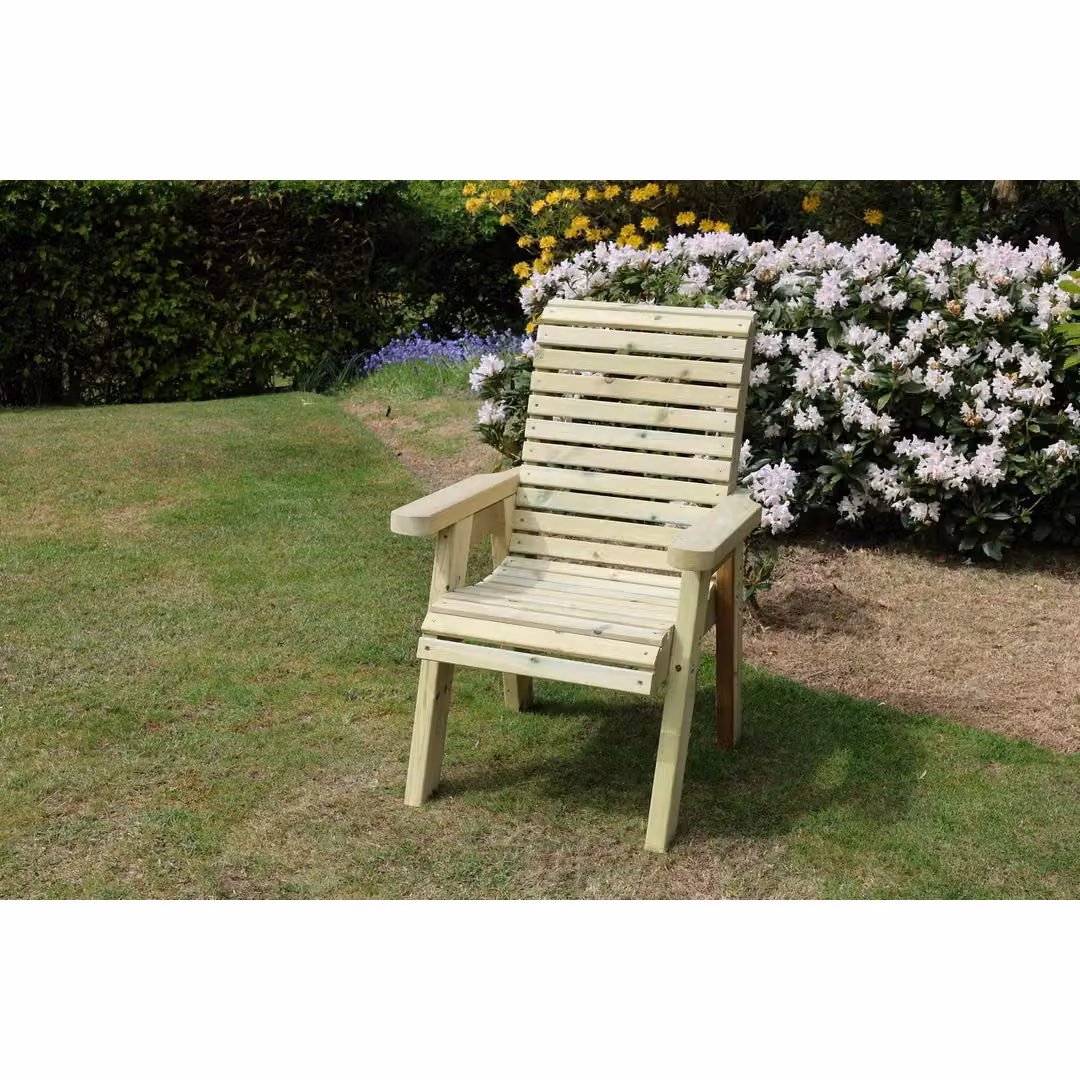 Churnet Valley Garden Furniture Ltd Single Wooden Garden Chair in Brown, W69 x D69 x H105 cm – 2