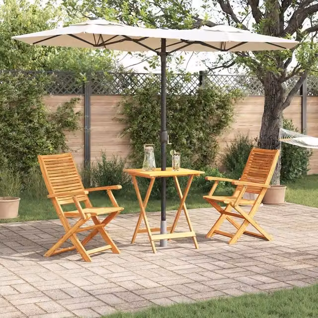Berkfield Home 3-Piece Folding Bistro Set in Brown Oiled Acacia Wood
