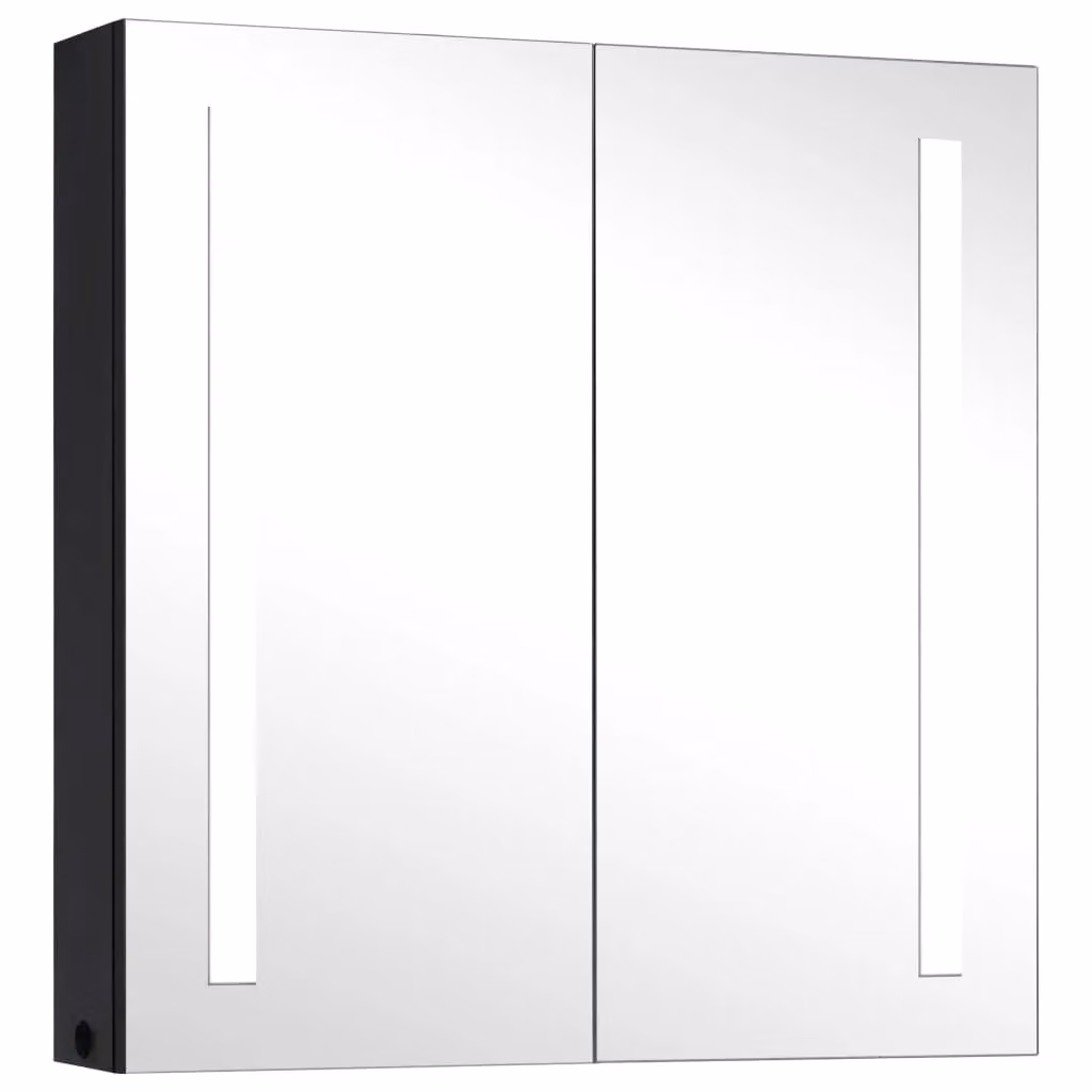 Berkfield Home LED Bathroom Mirror Cabinet in Black, W/D/H: 62 x 14 x 60 cm – 2