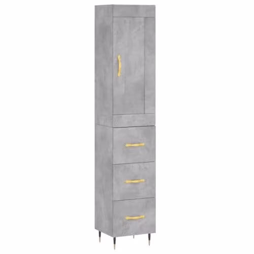 vidaXL Modern Highboard in Grey, W/D/H: 34.5 x 34 x 180 cm