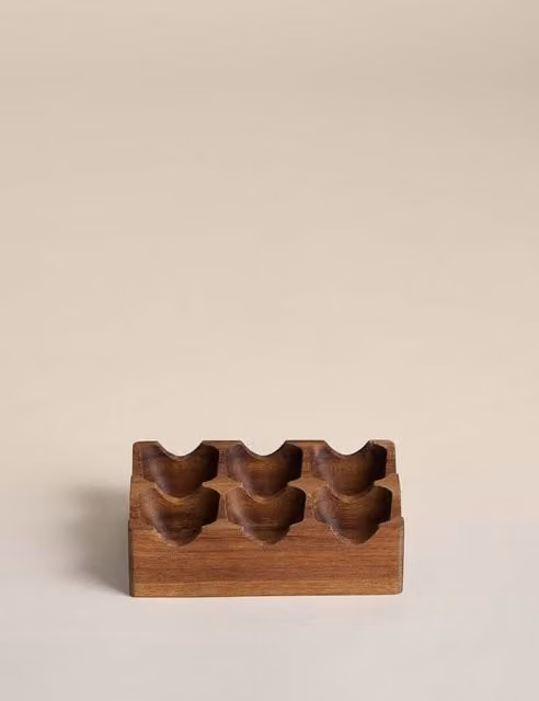 M&S Natural Brown Wooden Freestanding Egg Holder