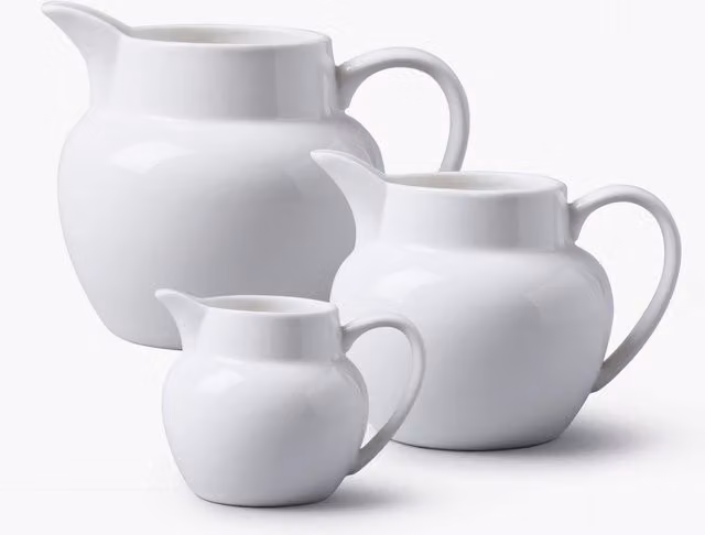 WM Bartleet & Sons White Ceramic Round Bellied Jug Set of 3 – 1