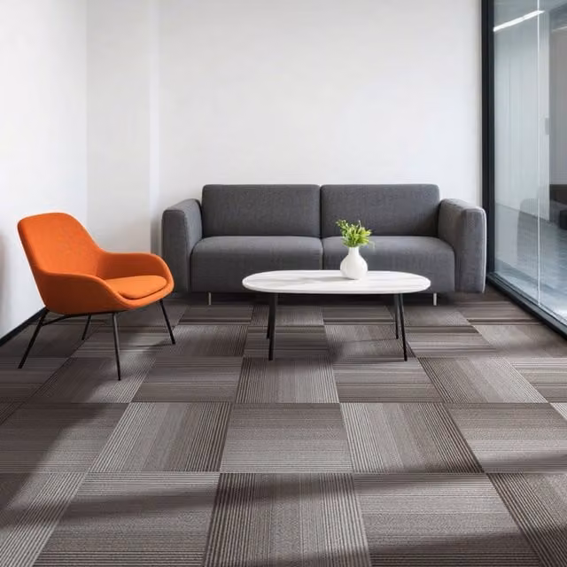 Darphe 20 Piece Modern Plain Brown Polypropylene Carpet Tiles