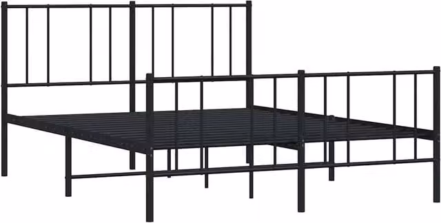 Berkfield Home Metal Bed Frame with Headboard and Footboard in Black, W/D/H: 160 x 200 x 90 cm – 1
