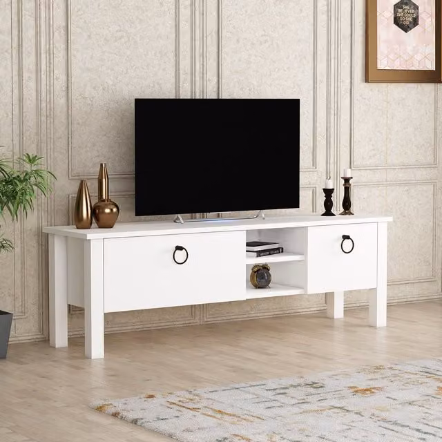 Destina Home Storm TV Stand and Media Console in White and Black