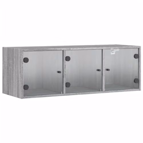 vidaXL Wall Cabinet with Glass Doors in Grey Sonoma, W/D/H: 102 x 35 x 37 cm – 1