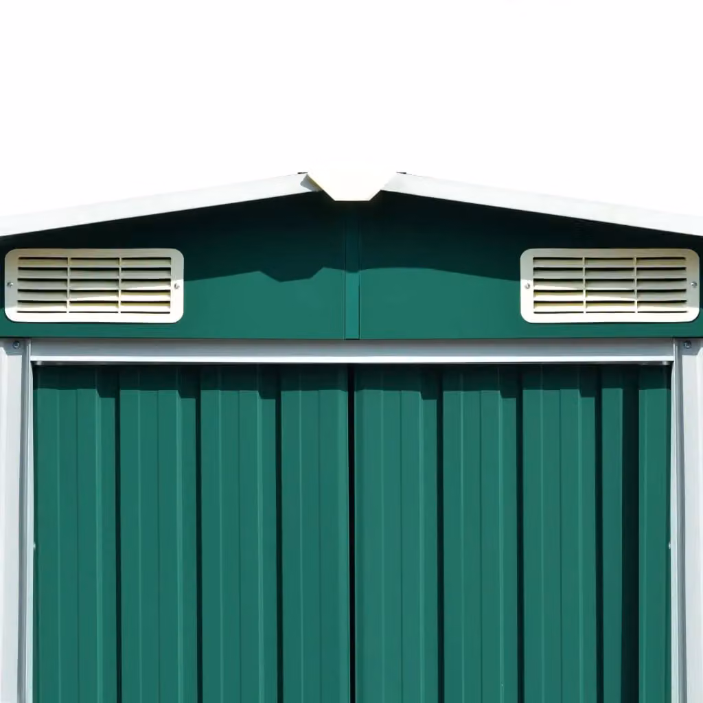 Berkfield Metal Garden Shed in Green with Sliding Doors and Side Vent, W: 257 cm, D: 298 cm, H: 178 cm – 2