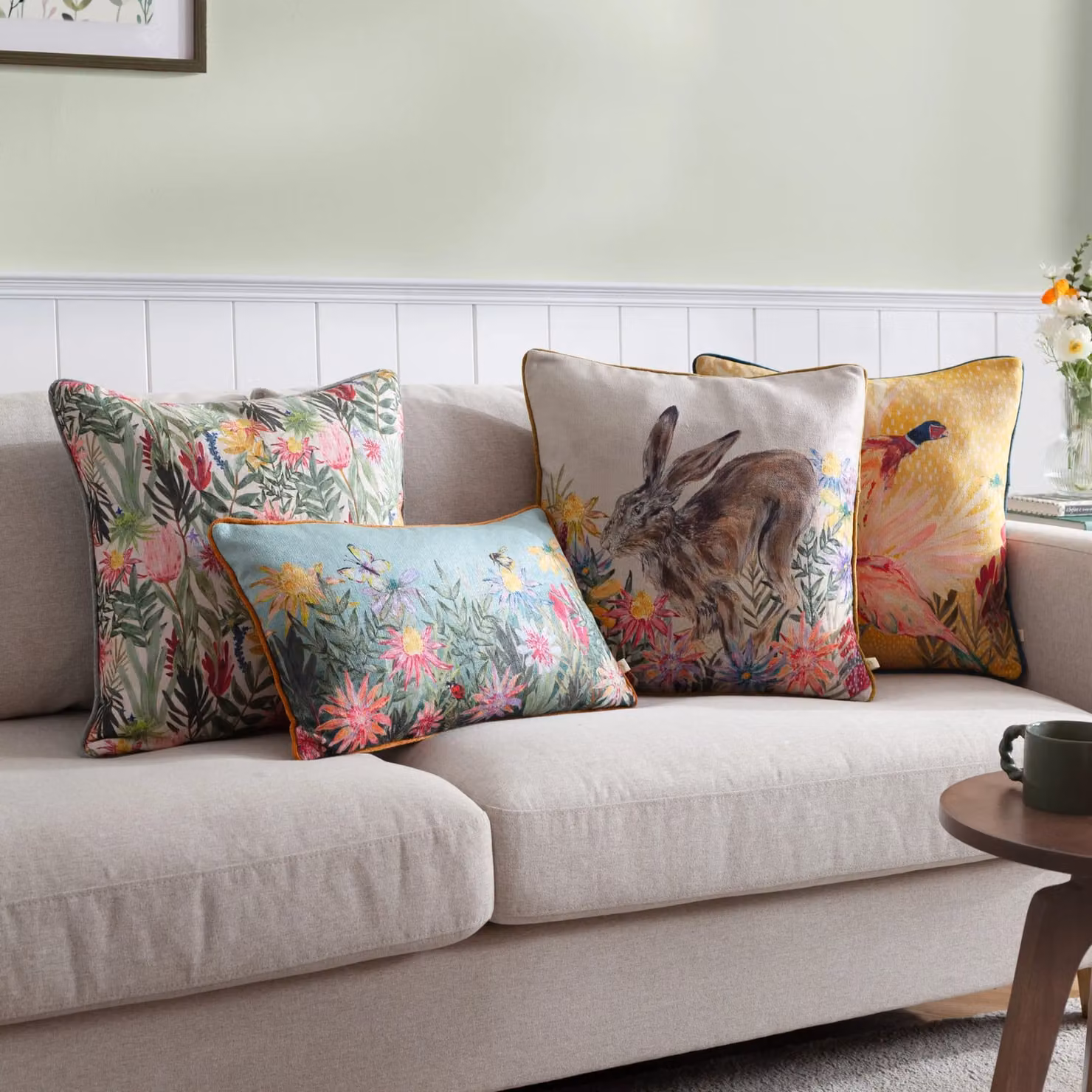 Wylder Country Wilds Blossom Printed Floral Square Cushion, Multicolour, W/D/H: 45 x 45 x 45 cm – 3
