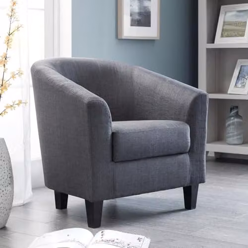Julian Bowen Hugo Fabric Tub Chair in Grey, H74 x W76 x D70.5 cm – 1