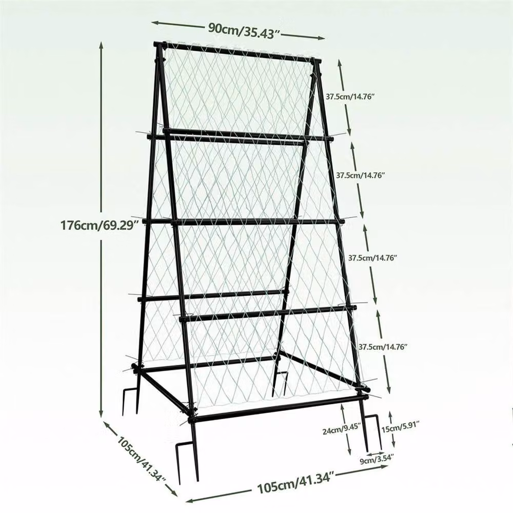 NESTLUNE Metal A-shaped Garden Trellis for Climbing Plants in Black, W/D/H: 100 x 15 x 176 cm – 2