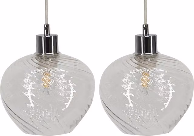 First Choice Lighting Bradson Set of 2 Transparent Clear Swirl Glass Easy Fit Pendant Shades