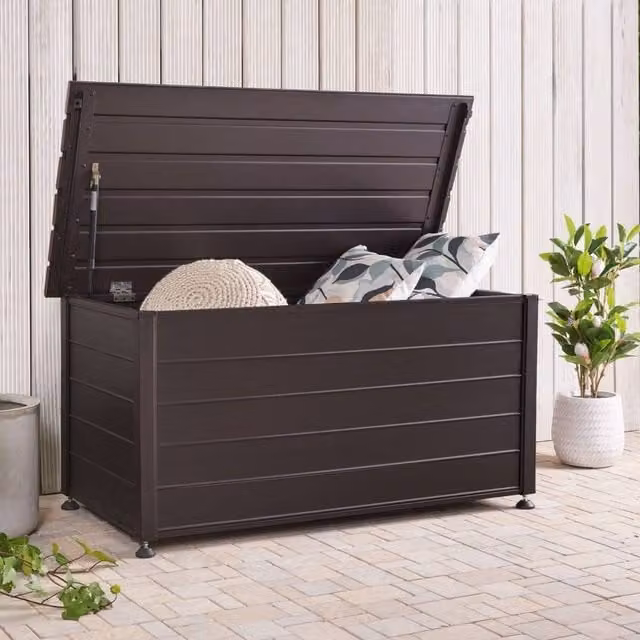Wyld and Coco Aluminium Outdoor Storage Box, Dark Brown, W/D/H: 123 x 60 x 60 cm – 1