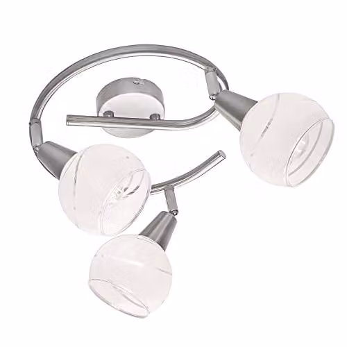 Globo Lighting Elliott Ceiling Spotlight Cluster in Grey and Nickel with Glass Shades and 3x E14 Sockets – 1