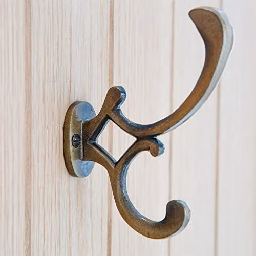 Hammer and Tongs Ornamental Hat and Coat Hook, Iron, Raw, Pack of 10, H: 13 cm, W: 3 cm – 3