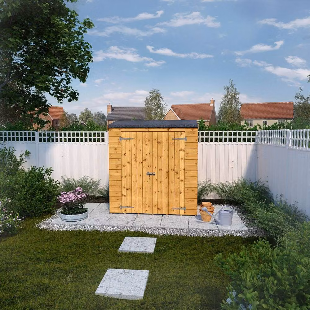 Mercia Brown Tongue and Groove Pent Storage Shed with Double Doors, W/D/H: 181.6 x 87.1 x 196.4 cm – 2