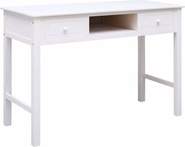Berkfield Home White Wood Writing Desk, W/D/H: 110 x 45 x 76 cm
