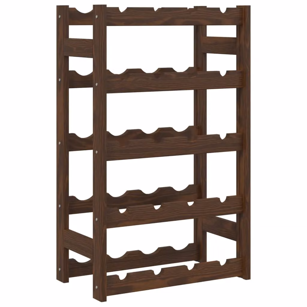 Berkfield Home Wall Mounted Rustic Brown Solid Pine Wood Wine Rack for 20 Bottles – 2