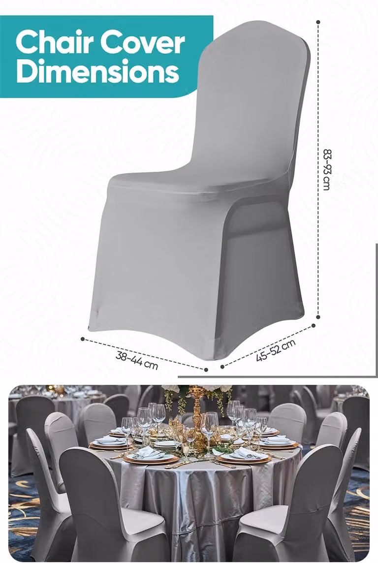 Neel Blue Spandex Polyester Stretch Dining Chair Cover in Silver