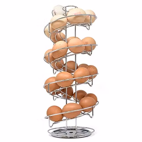 Joeji's Kitchen Rotating Egg Holder Storage Rack with Non-Slip Base in Silver – 1