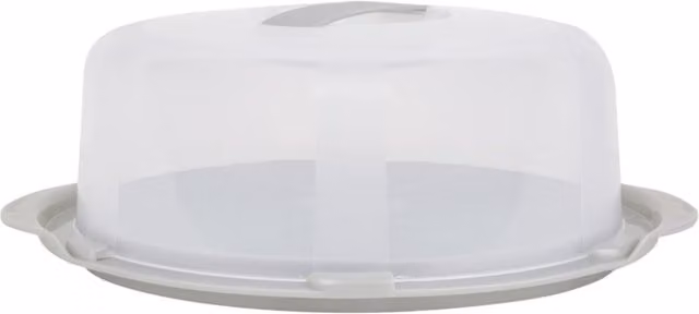 Wham Round Shallow Cake Box Caddy in Transparent and Grey, W: 30.0 cm, D: 30.0 cm, H: 10.0 cm