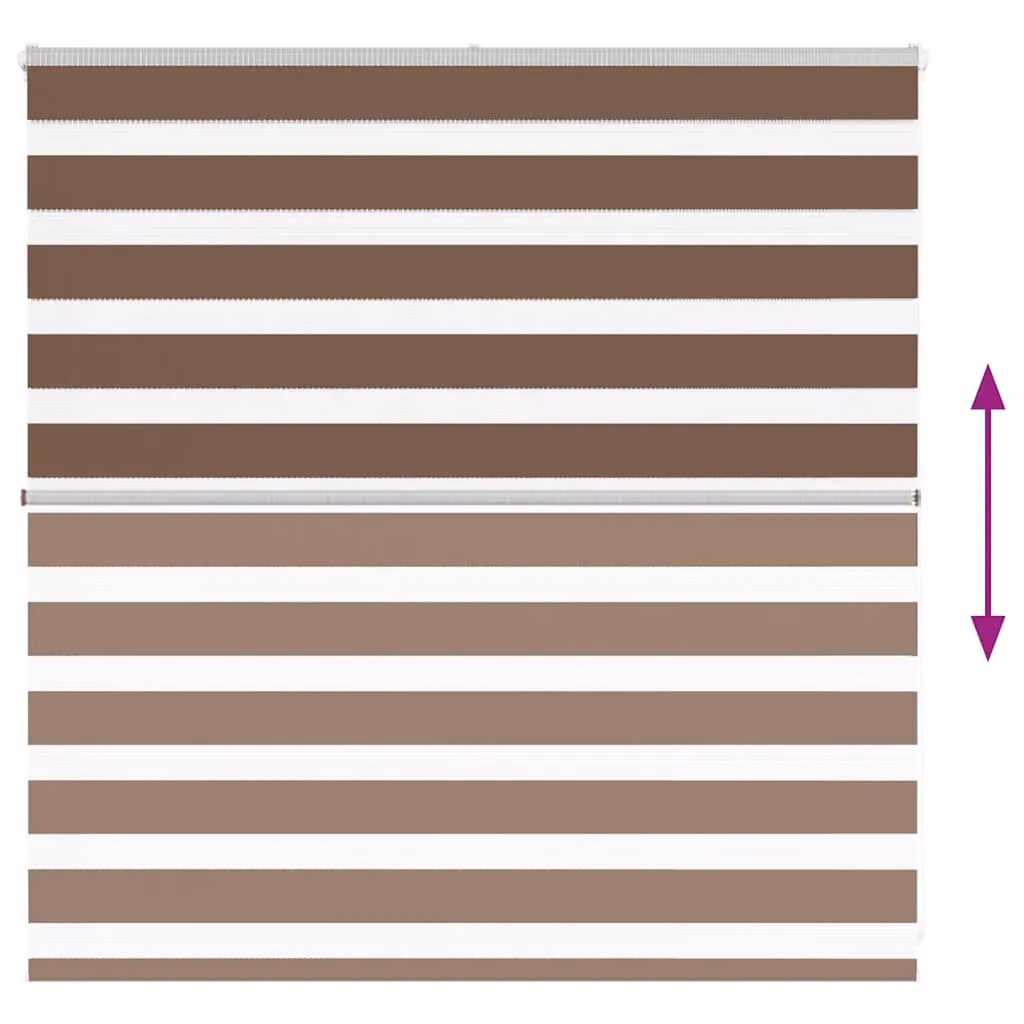 Berkfield Home Brown Zebra Day and Night Blind with Polyester Fabric, W: 145 cm, H: 100 cm – 4