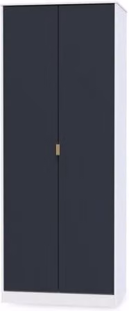Welcome Linear 2 Door Tall Double Wardrobe in Anthracite with Gold Details