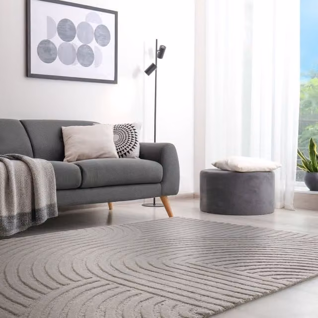 The Rug Shop UK Silver Handmade Wool Modern Geometric Easy To Clean Area Rug W: 160 cm, D: 230 cm