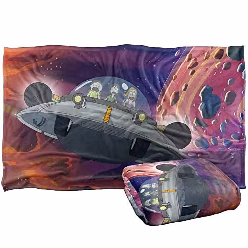 LOGOVISION Rick and Morty Screaming Space Super Soft Fleece Throw Blanket, Multicolour, W: 91 cm, D: 147 cm – 1