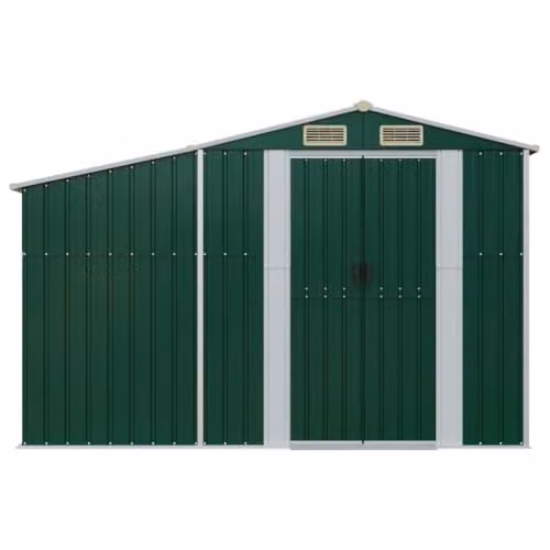 vidaXL Garden Shed in Green Galvanised Steel, W: 277 cm, D: 93 cm, H: 179 cm – 3