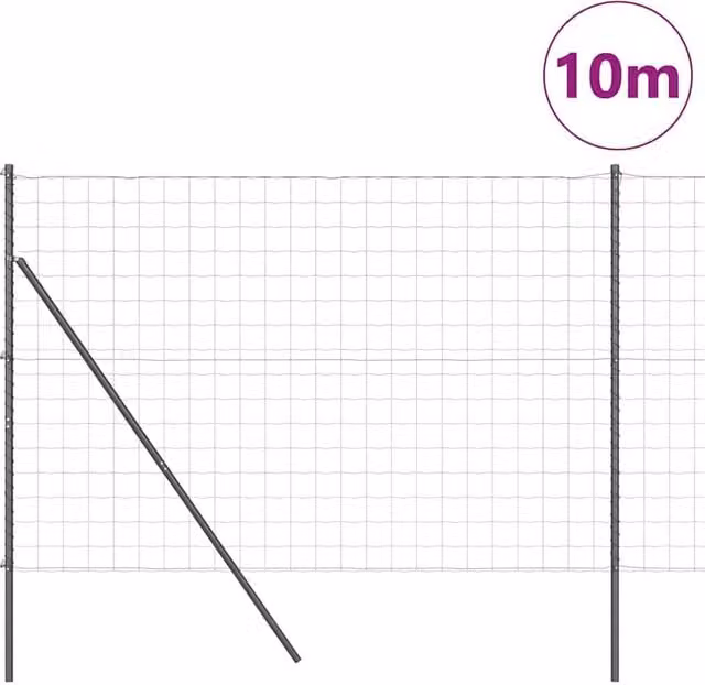 Berkfield Home Modern Euro Fence with 7 Posts, Galvanised Steel, Grey, W: 10 m, H: 1.6 m – 1