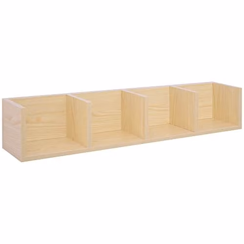 HOMCOM Wall Mounted Wooden Media Storage Rack with 4 Cubes for CDs and DVDs in Brown – 1