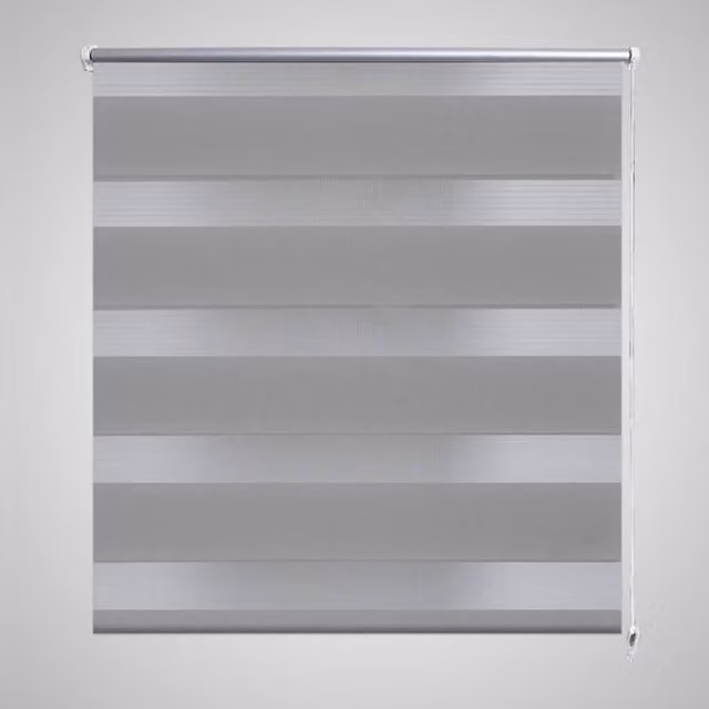 Berkfield Home Zebra Day and Night Blind in Grey and White, W: 80 cm, H: 175 cm