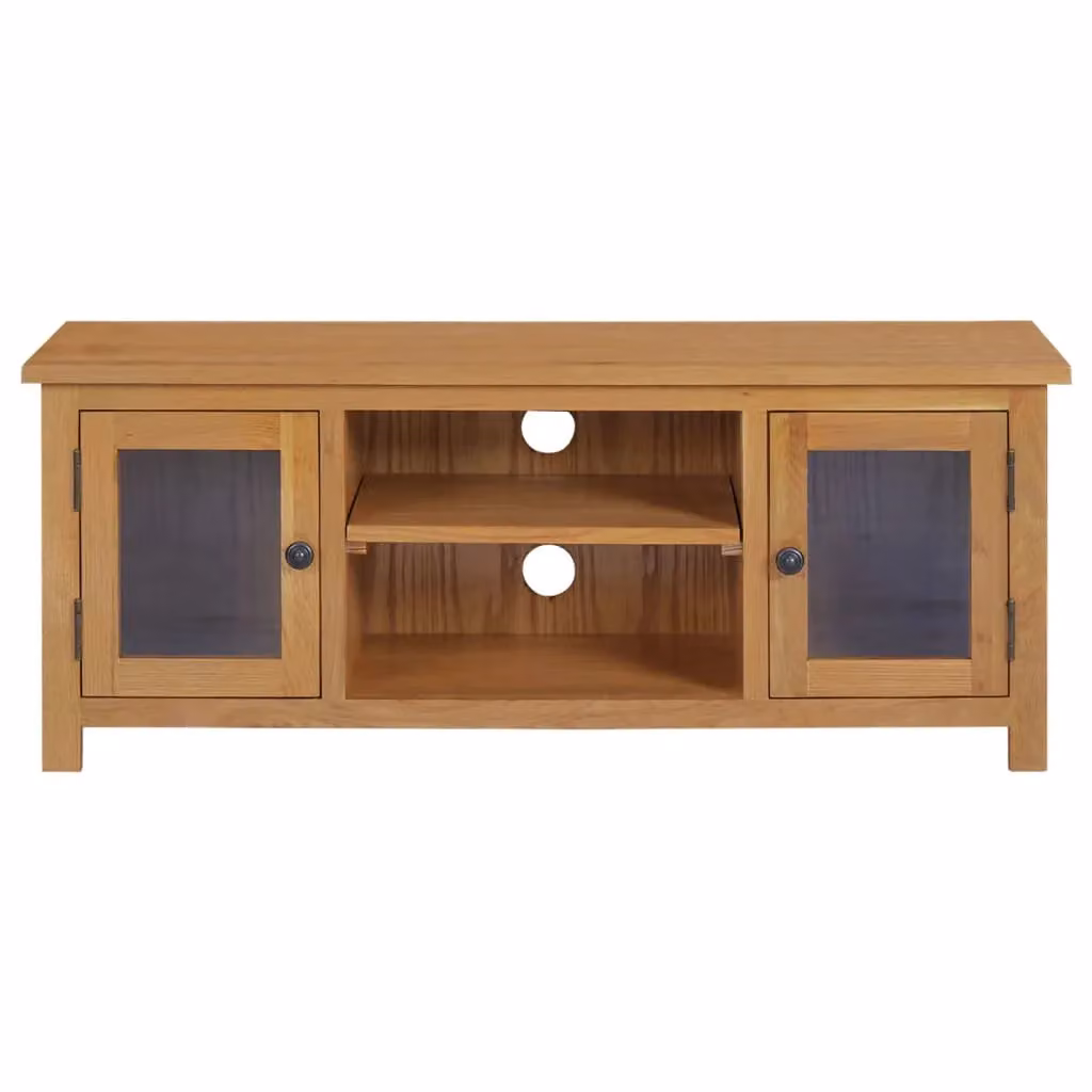 Berkfield Home Rustic Solid Oak Wood TV Cabinet in Brown, W/D/H: 110 x 35 x 44 cm – 2