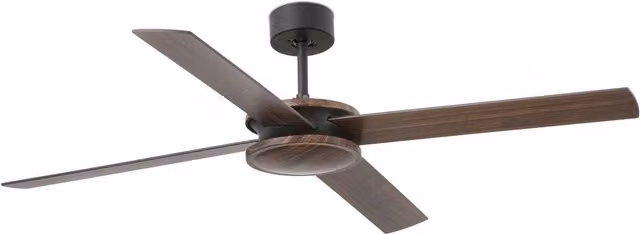 Faro Polea Ceiling Fan with 4 Wood Blades and Remote Control in Brown and Black
