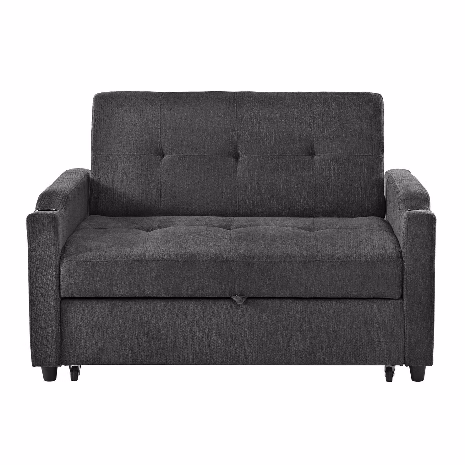 Aosom UK Convertible Sofa Bed with Adjustable Backrest, USB and Type-C Charging, Cup Holder and Pull-out Drawer, Dark Grey, W/D/H: 173 x 135 x 58 cm – 2