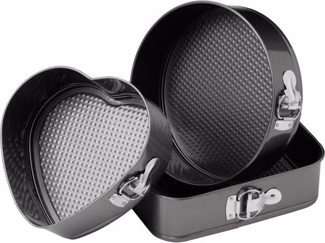 Orsina Non-Stick Carbon Steel Springform Cake Tin Set of 3, Black and Silver – 1