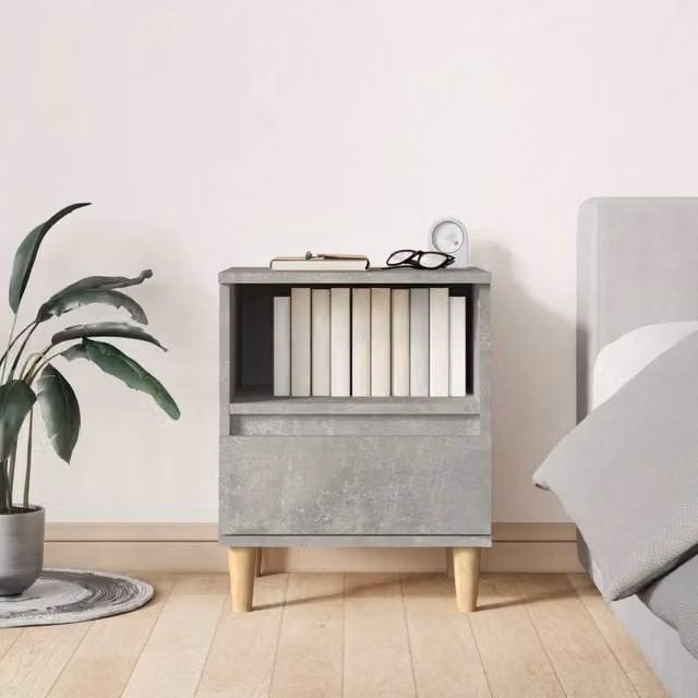 Berkfield Home Elegant Bedside Cabinets, 2 Piece Set in Concrete Grey, W/D/H: 40 x 35 x 50 cm