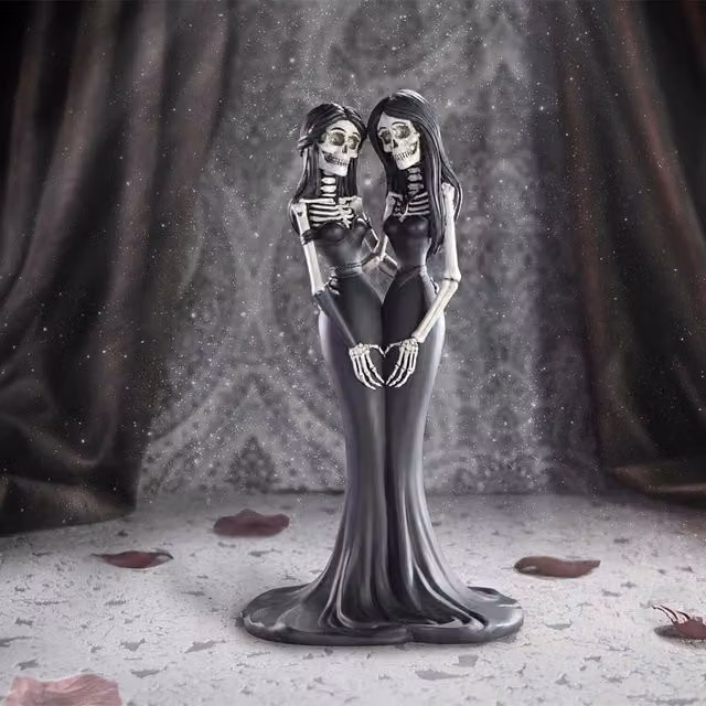 Nemesis Now Eternal Sisters Gothic Skeletons Figurine, Black, Height: 24 cm