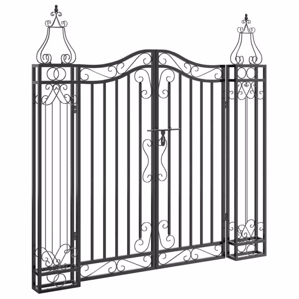 Berkfield Home Black Wrought Iron Swing Garden Gate, W/D/H: 121 x 8 x 120 cm – 2