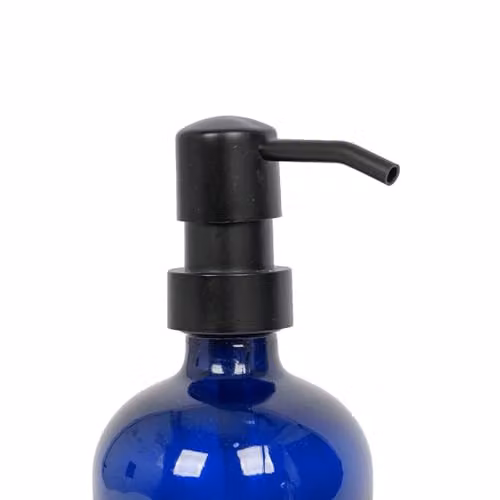Harbour Housewares Blue Glass Soap Dispensers, Pack of 8, 500ml Refillable Bottles with Black Pumps – 2