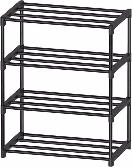 FORGEVIO 4 Tier Metal Shoe Rack Organiser in Matt Black