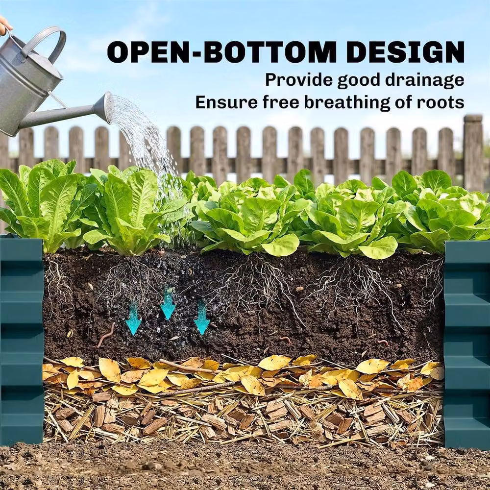 NESTLUNE Set of 2 Green Galvanised Steel Raised Garden Bed Planter Boxes – 4