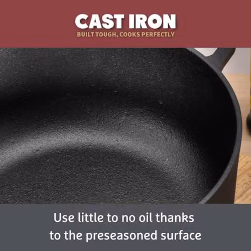 Prestige Black Cast Iron Casserole Dish with Glass Lid, 24 cm – 3