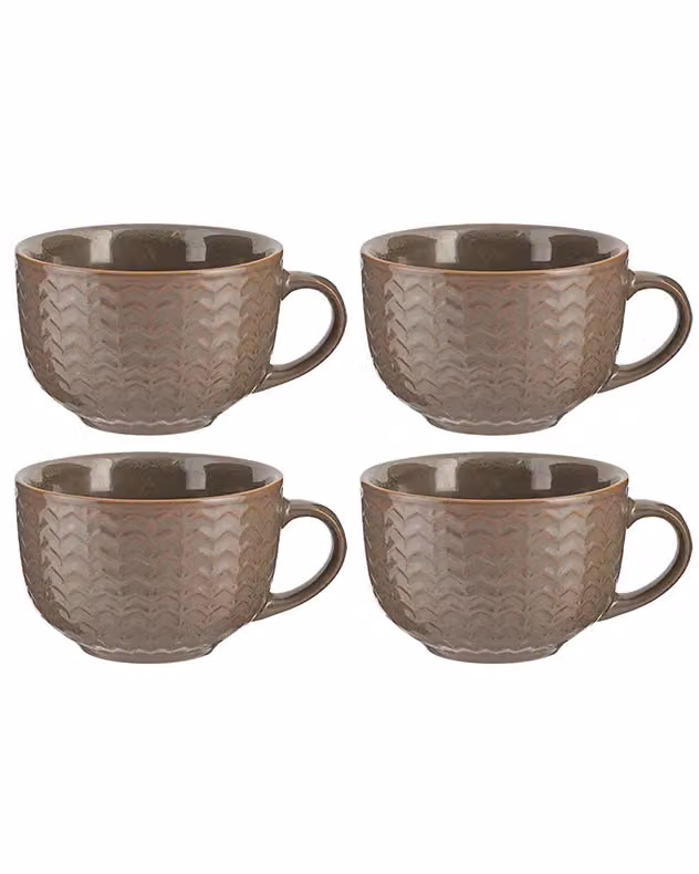 Dibor Set of 4 Grey Geometric Stoneware Coffee Mugs – 2