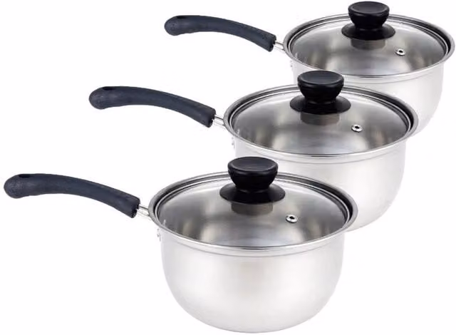 SPETLEK 3 Piece Stainless Steel Saucepan Set in Silver