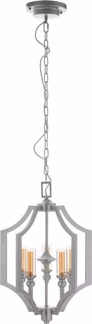 Orsina 5 Bulb Pendant Lamp in Silver with Transparent Glass and Metal Arabesque Design – 1