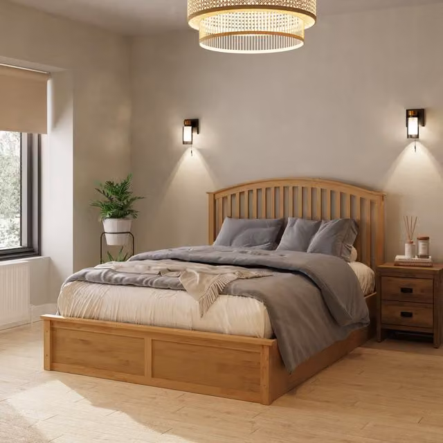 GFW Madrid Oak Wooden Ottoman Storage Bed Frame, King Size, W/D/H: 180 x 200 cm – 3