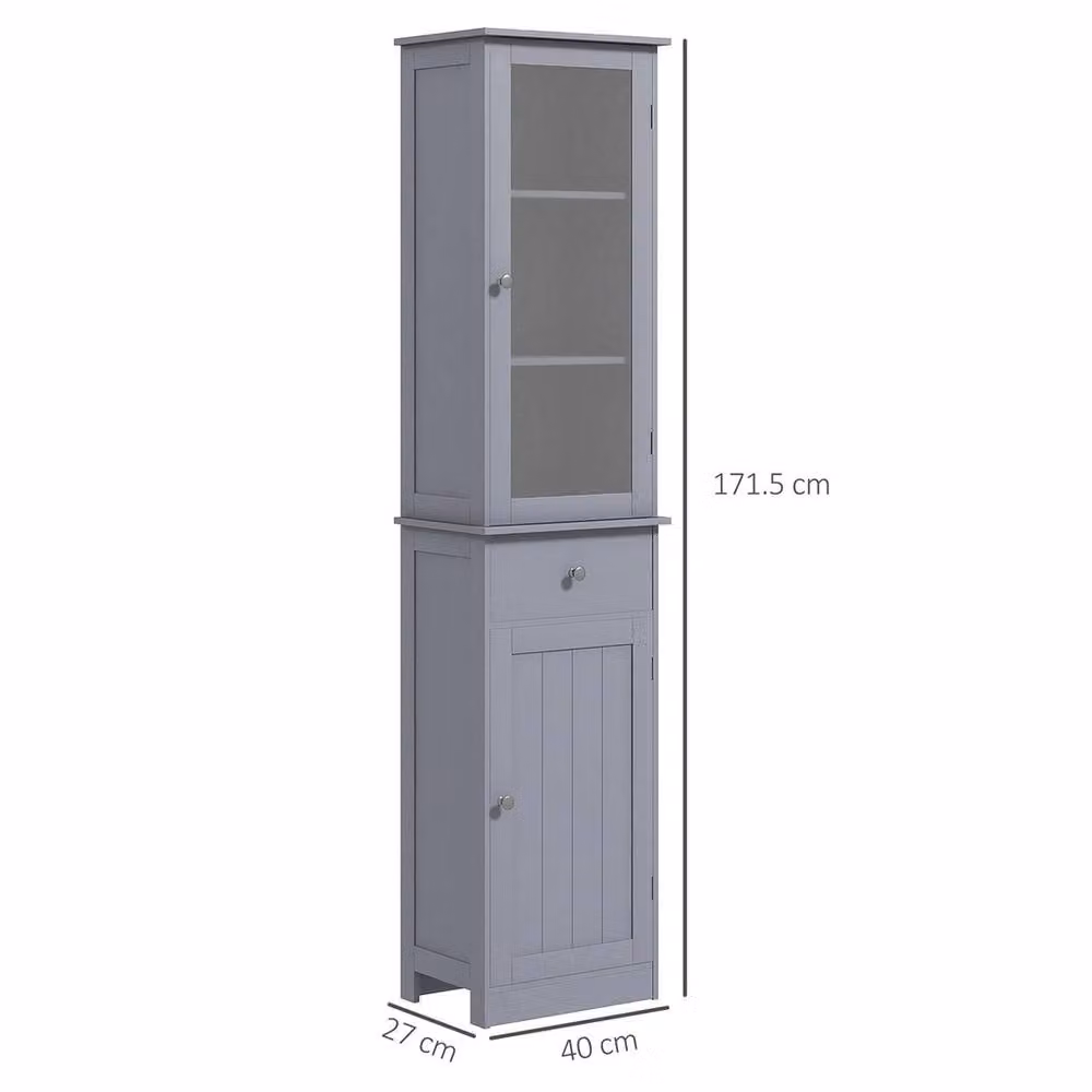 Havendro Storage Cabinet Organizer Tower with Shelves and Drawer, Dark Grey – 2