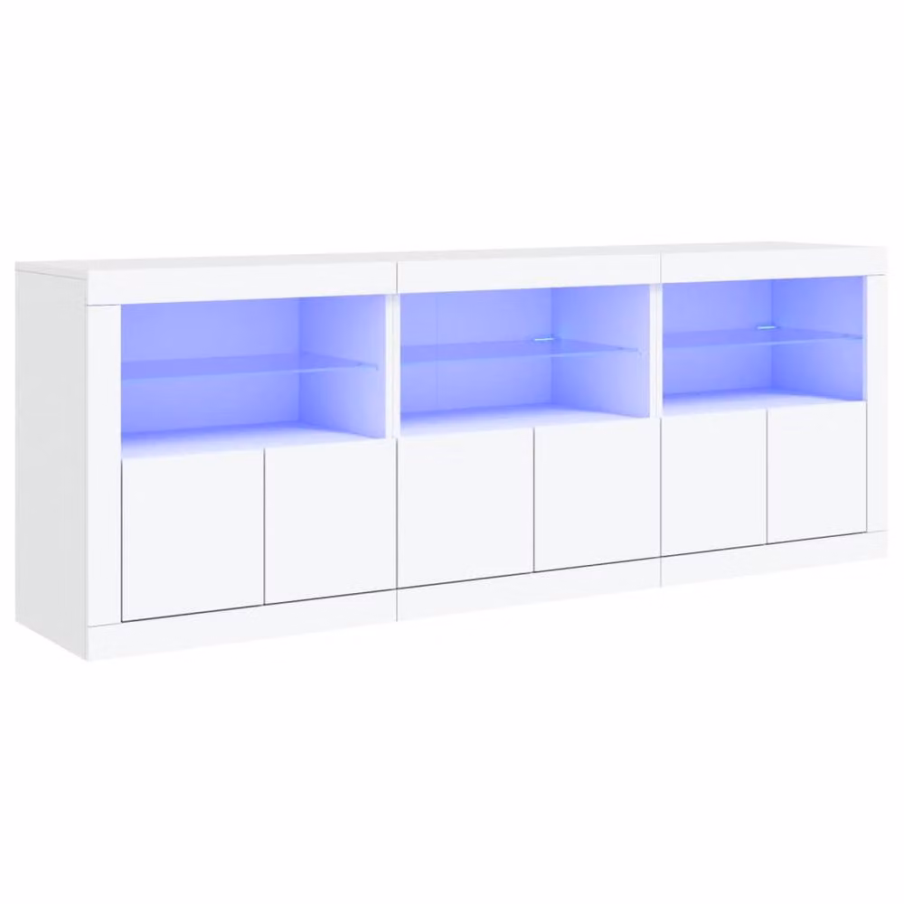 Berkfield Home Modern White Sideboard with Integrated LED Lights W/D/H: 181.5 x 37 x 67 cm – 2